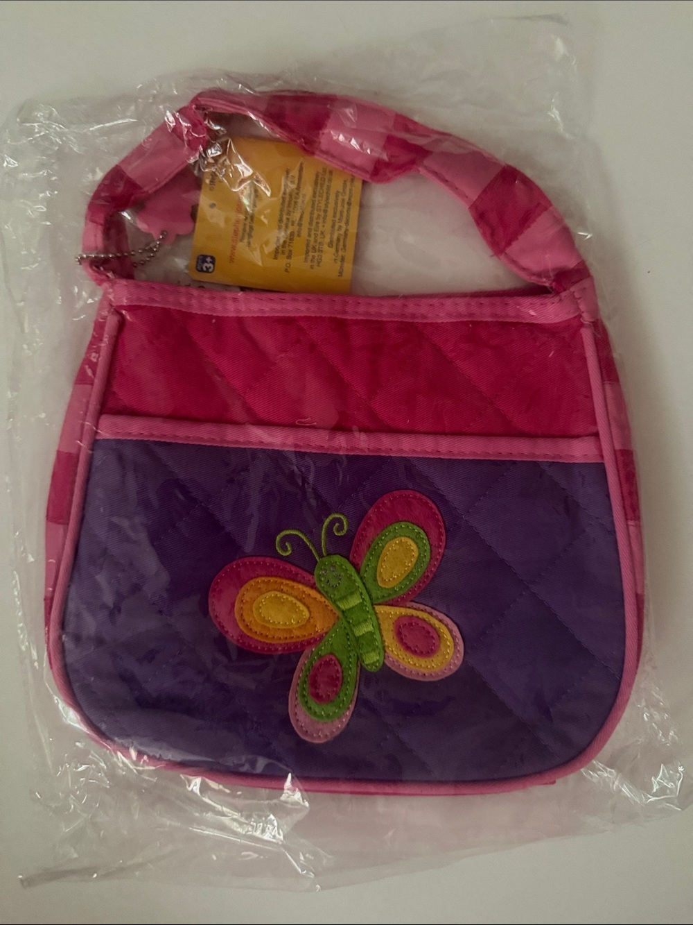Set of 15 Pink & Purple Quilted Mini Shoulder Bags with Butterfly Appliqué